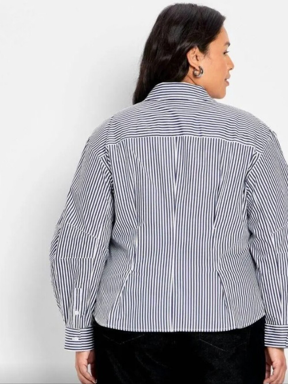 Future Collective Barrel Sleeve Striped Button-Down Shirt, Pleated - Picture 4 of 12